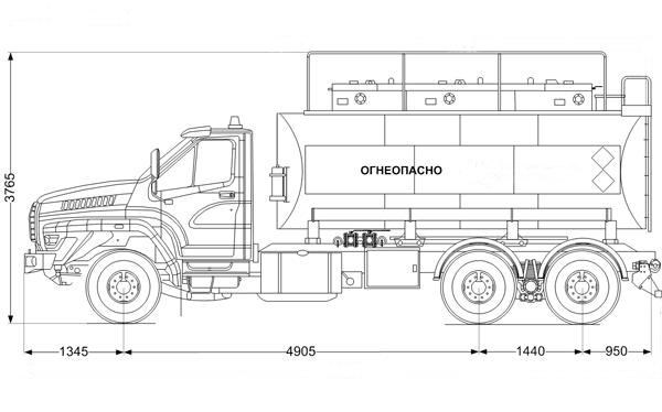 Чертеж: Автотопливозаправщик АТЗ-15 на шасси УРАЛ NEXT 73945