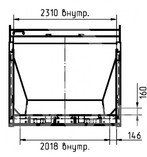 Самосвал КАМАЗ 65802 (6х6) БЕЦЕМА (V=16 м³) - схема кузова
