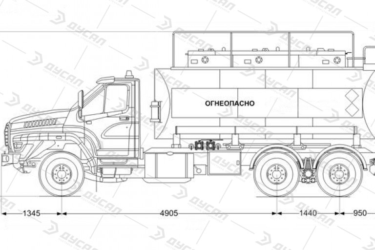 Автотопливозаправщик АТЗ-15 на базе УРАЛ NEXT 73945 схема